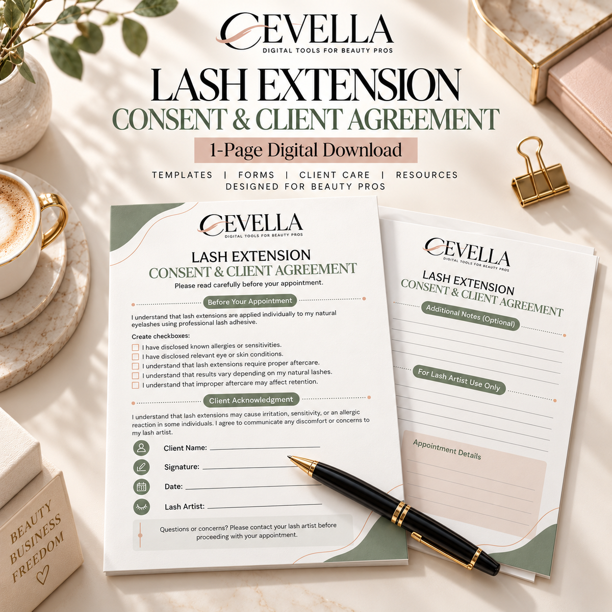 Lash Extension Consent & Client Agreement | Editable Form Template