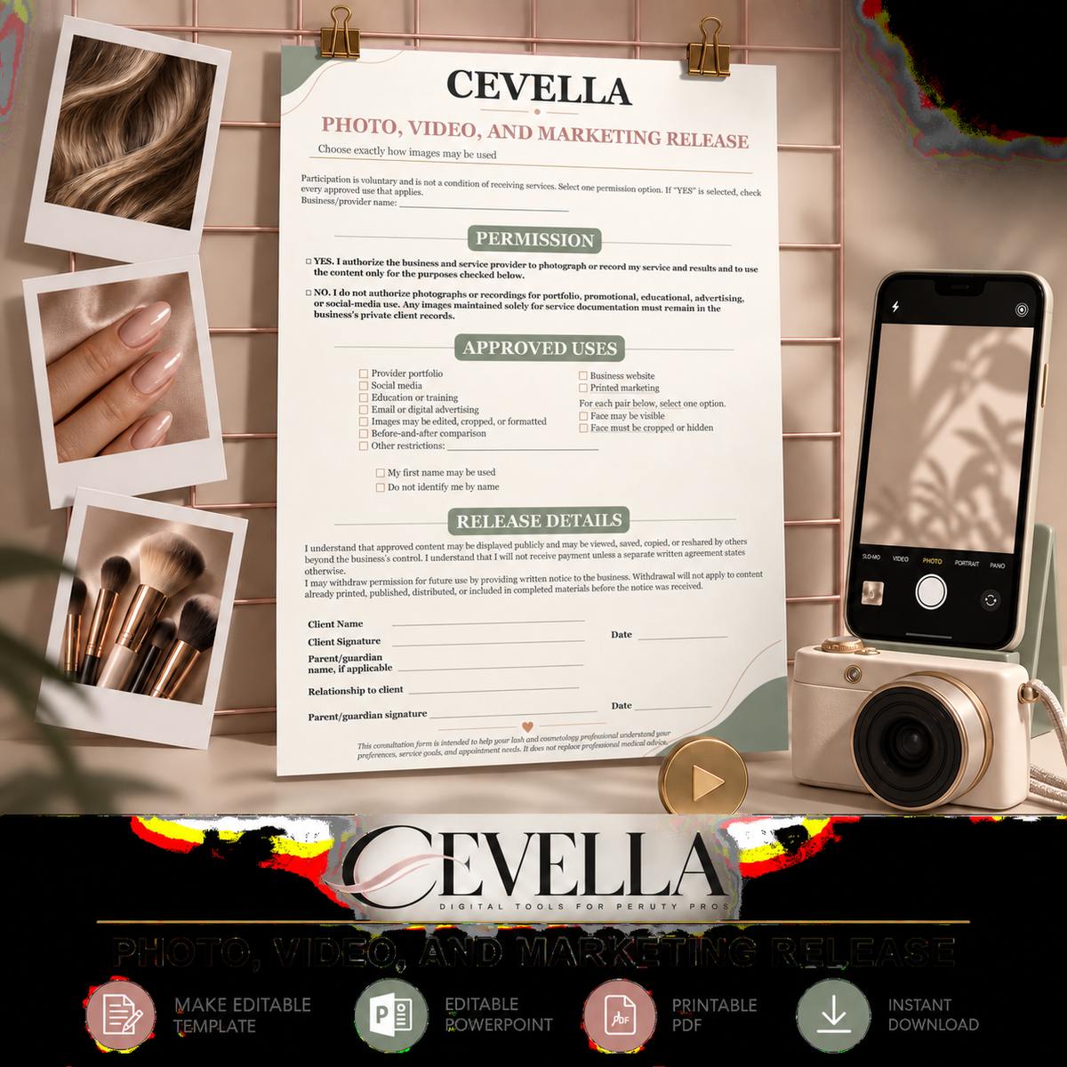 Cosmetology Photo, Video, and Marketing Release | Editable Form Template