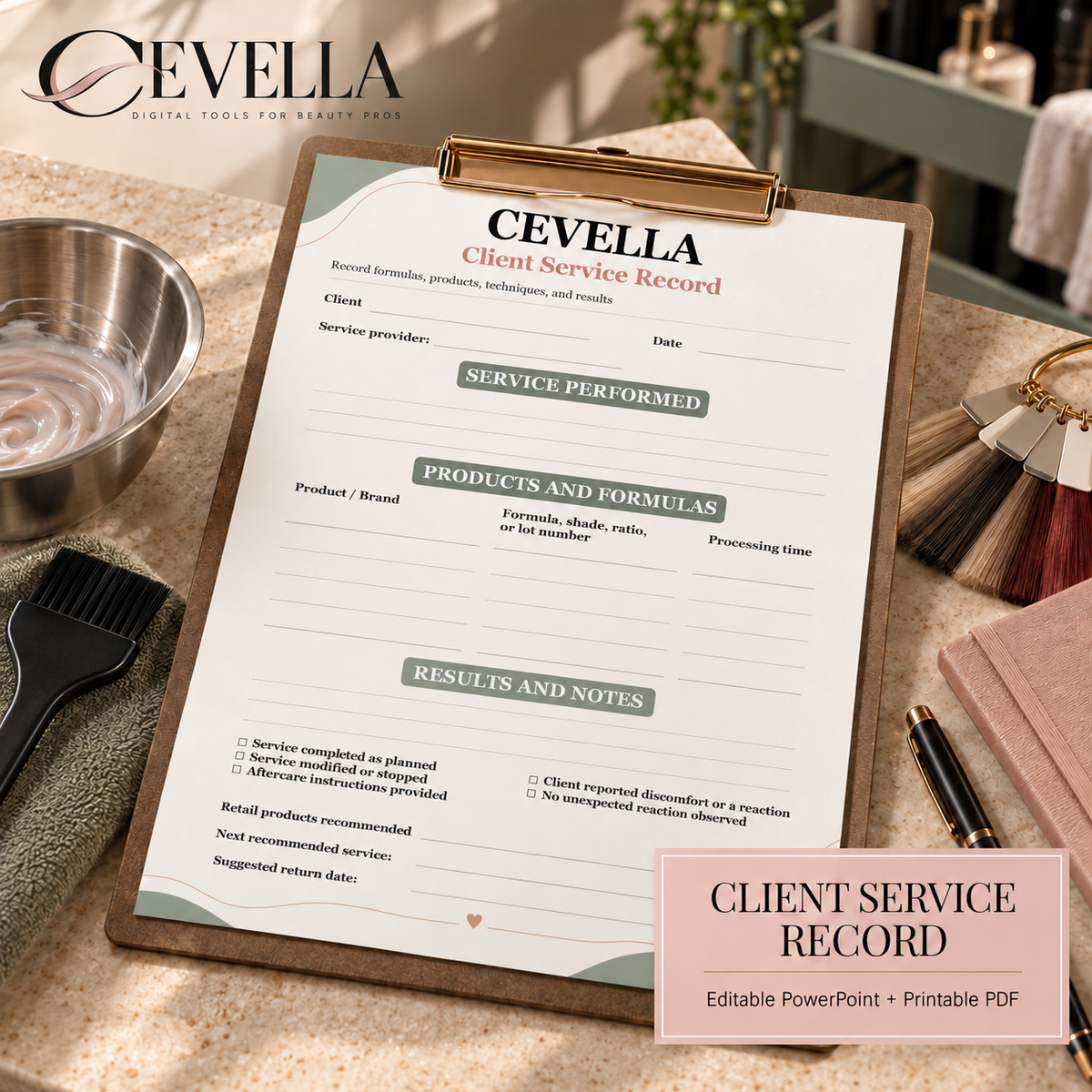 Cosmetology Client Service Record | Editable Beauty Business Template