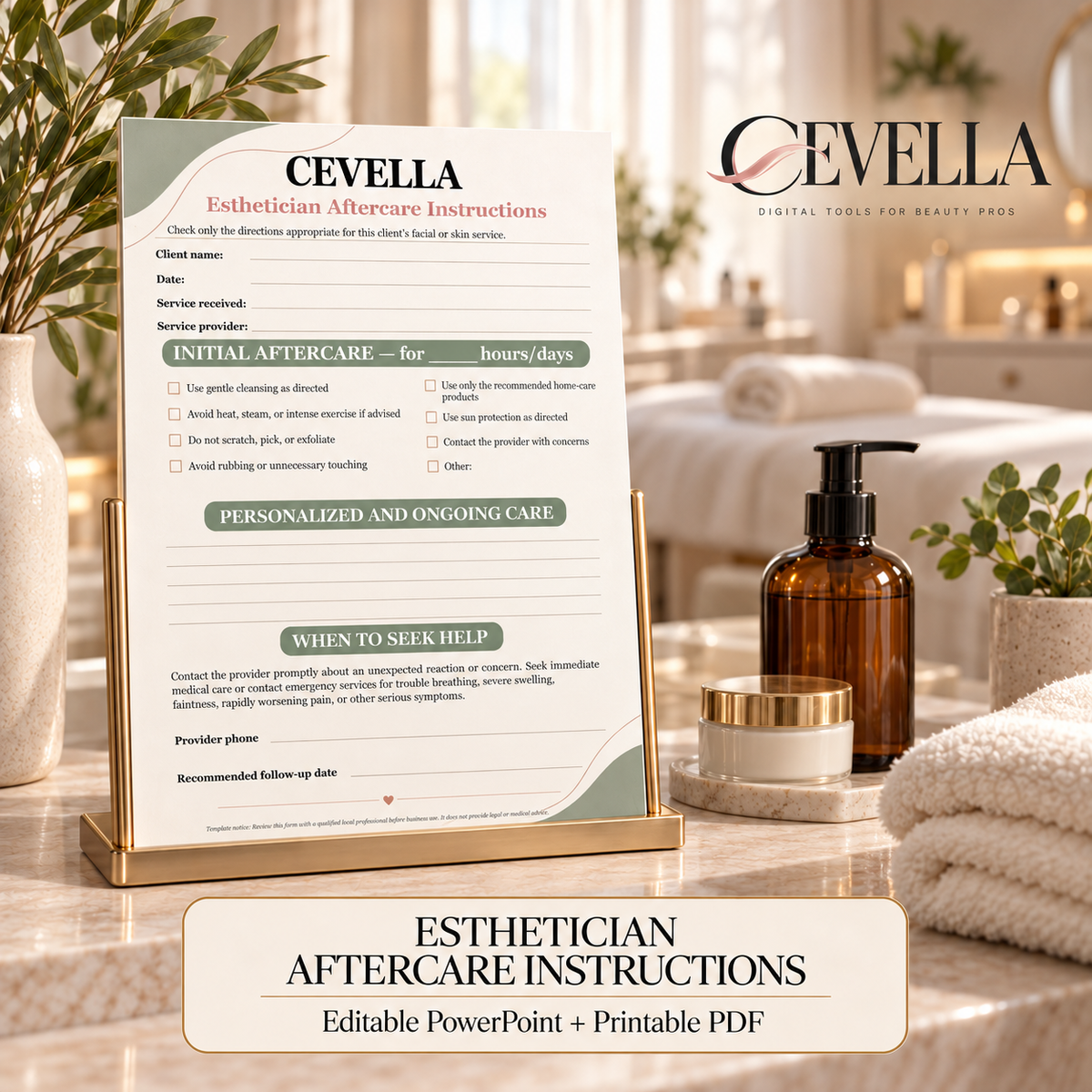 Esthetician Aftercare Instructions | Editable Beauty Business Template