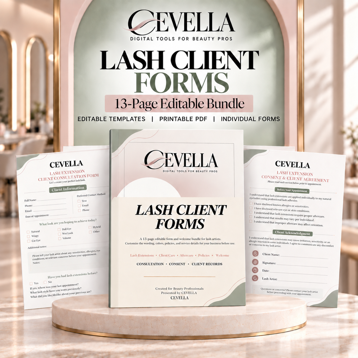 Lash Client Forms Bundle | 9 Editable Templates (13 Pages)