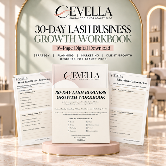 30-Day Lash Business Growth Workbook | Editable Beauty Business Workbook