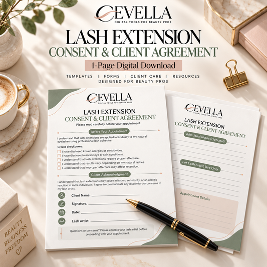Lash Extension Consent & Client Agreement | Editable Form Template