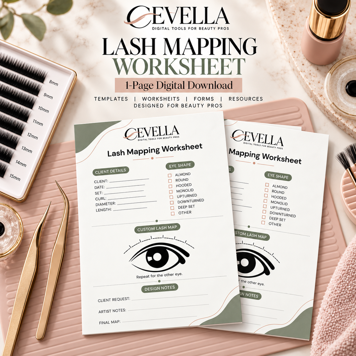 Lash Mapping Worksheet | Editable Lash Extension Template