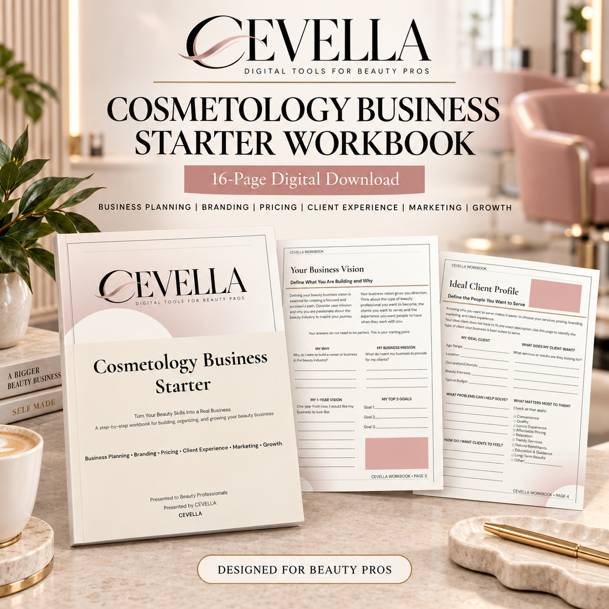 Cosmetology Business Starter Workbook | Editable Beauty Business Planner
