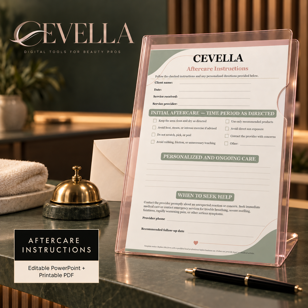 Cosmetology Aftercare Instructions | Editable Beauty Business Template
