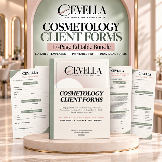 Cosmetology Client Forms Bundle | 15 Editable Templates (17 Pages)