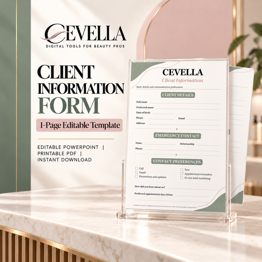 Cosmetology Client Information Form | Editable Beauty Business Template