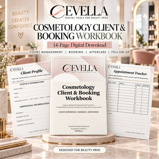 Cosmetology Client & Booking Workbook | Editable Beauty Business System