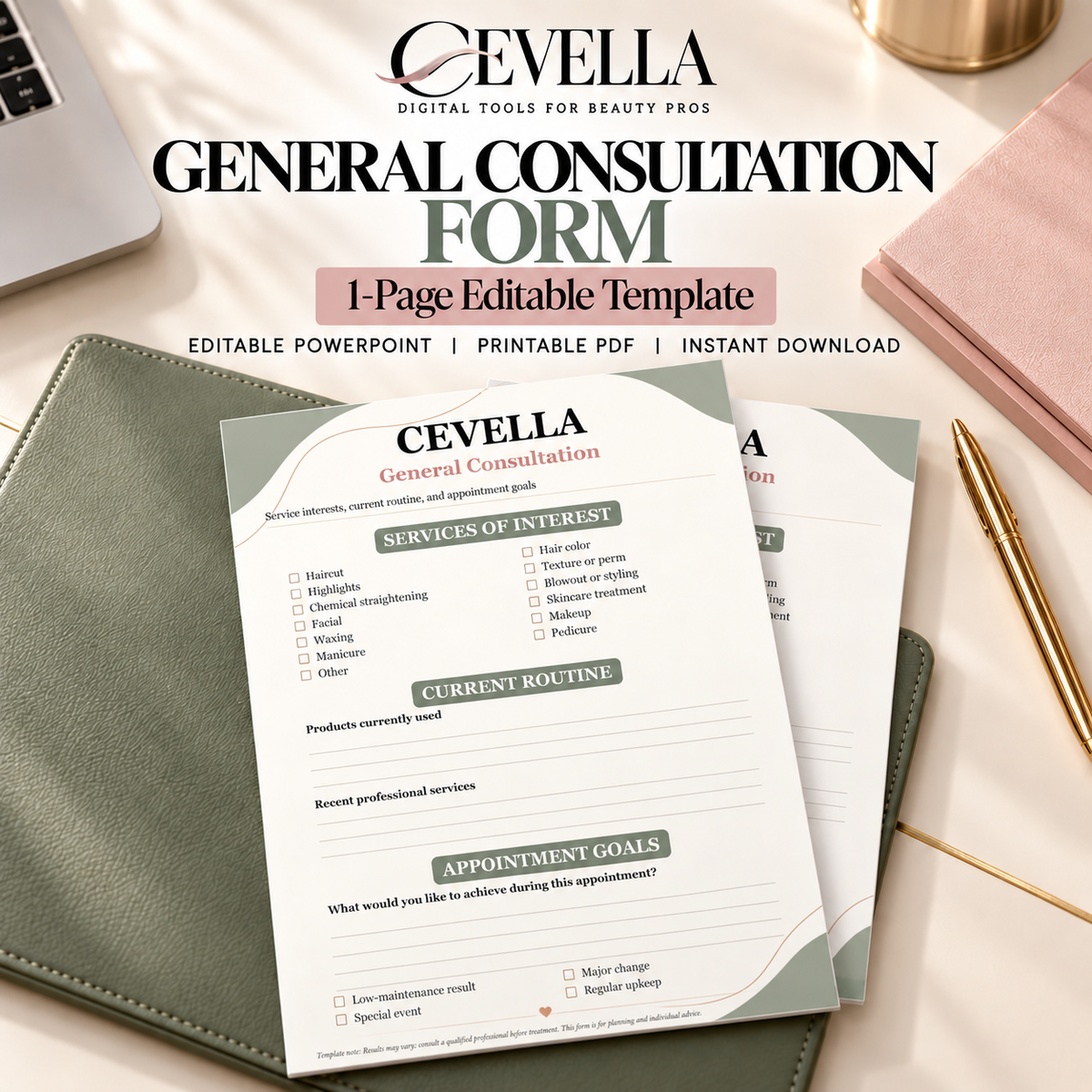Cosmetology General Consultation Form | Editable Beauty Business Template