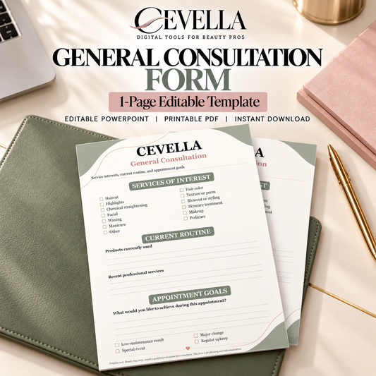 Cosmetology General Consultation Form | Editable Beauty Business Template