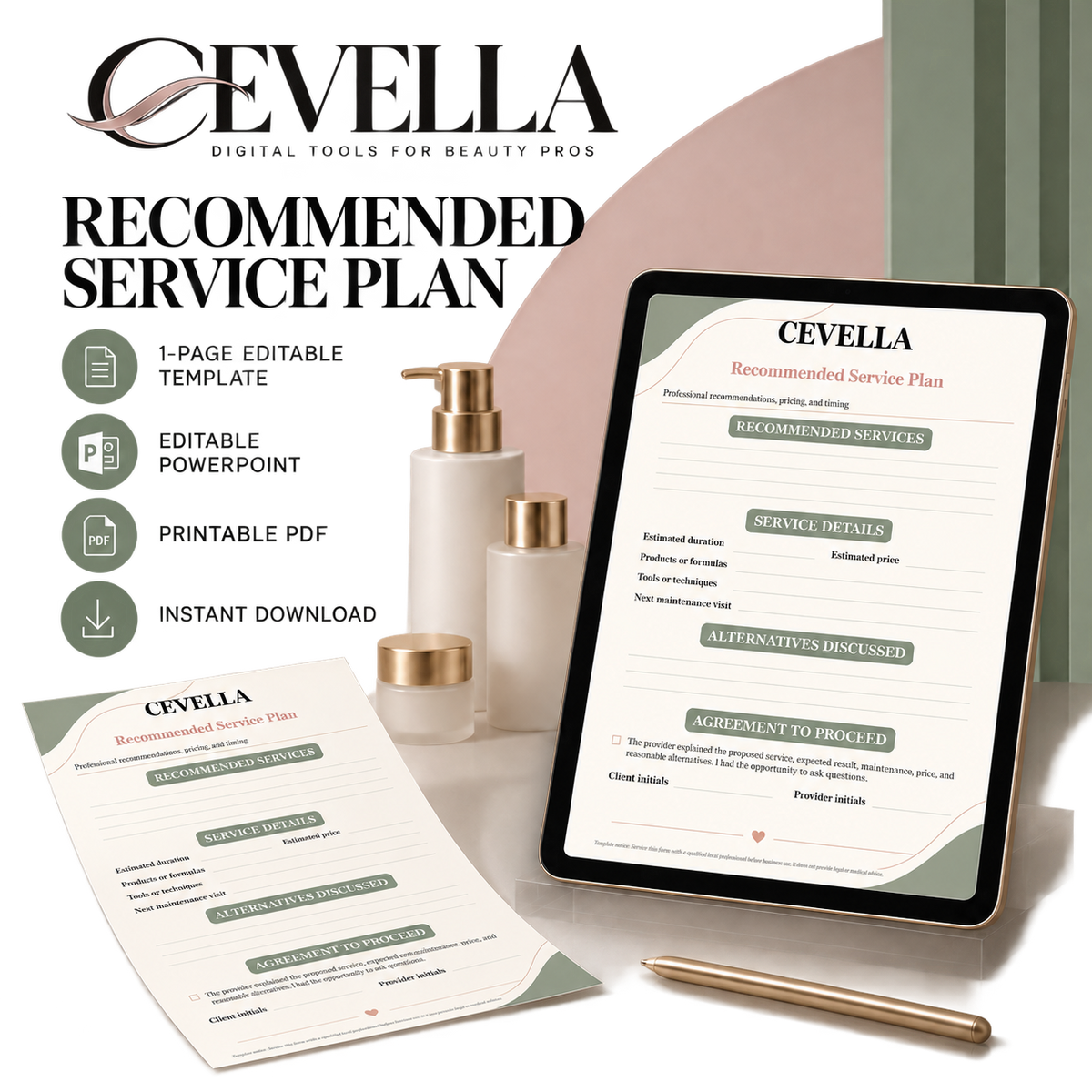 Cosmetology Recommended Service Plan | Editable Beauty Business Template
