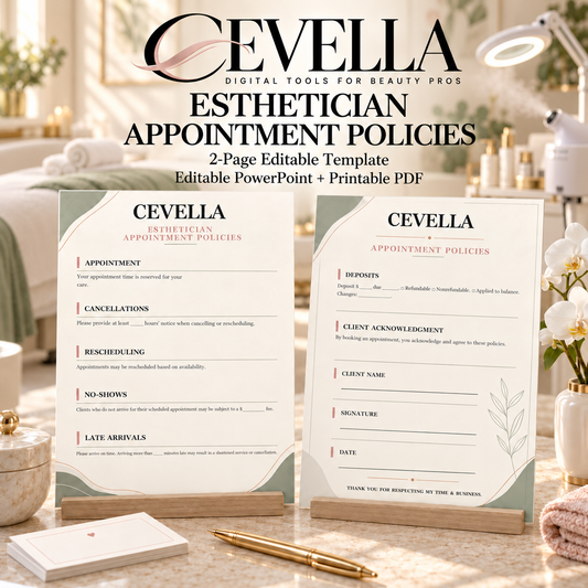 Esthetician Appointment Policies | Editable Beauty Business Template