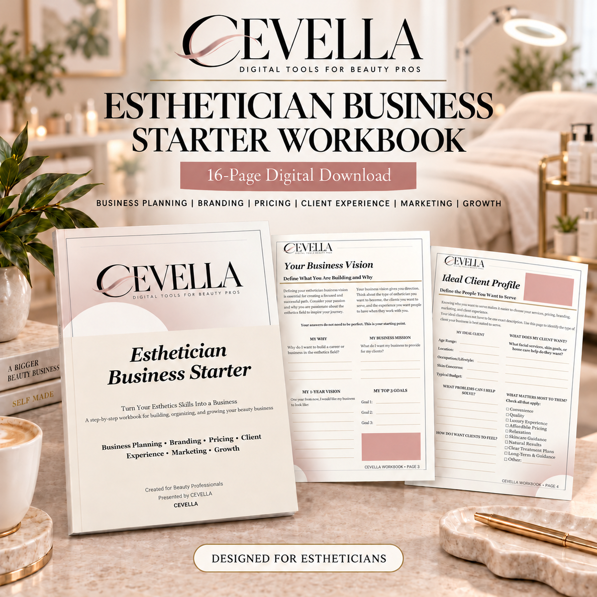 Esthetician Business Starter Workbook | Editable Beauty Business Workbook