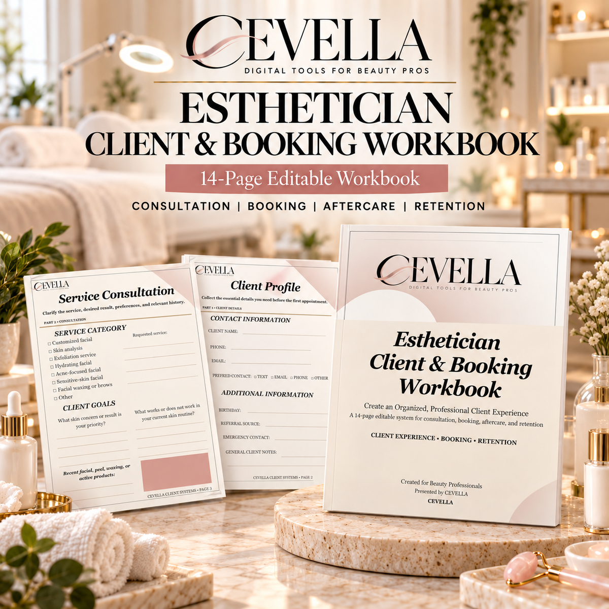 Esthetician Client & Booking Workbook | Editable Beauty Business Workbook