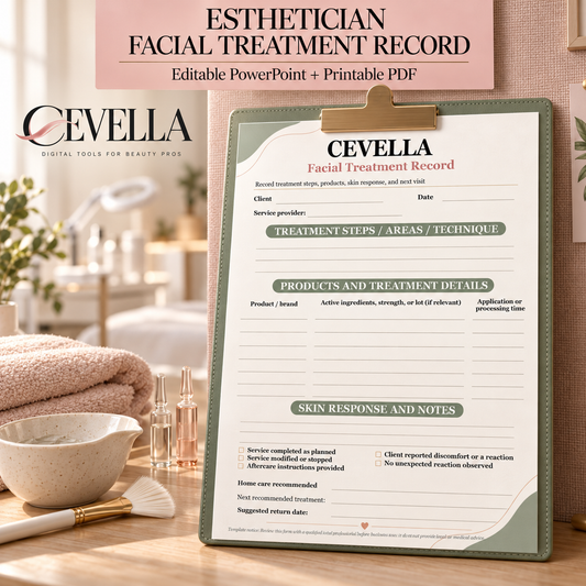 Esthetician Facial Treatment Record | Editable Beauty Business Template