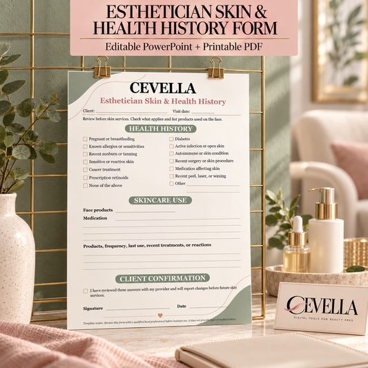 Esthetician Skin & Health History Form | Editable Beauty Business Template