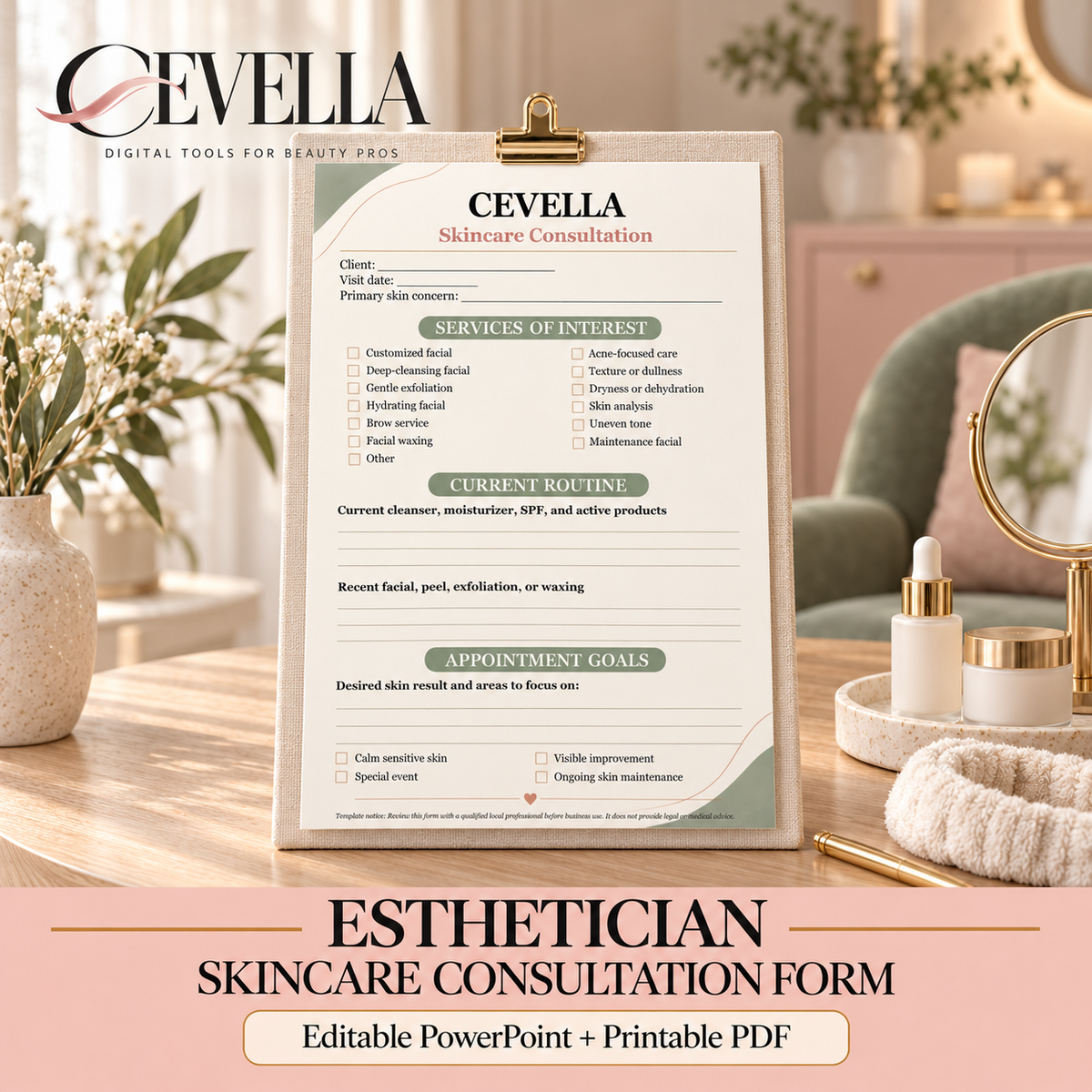 Esthetician Skincare Consultation Form | Editable Beauty Business Template